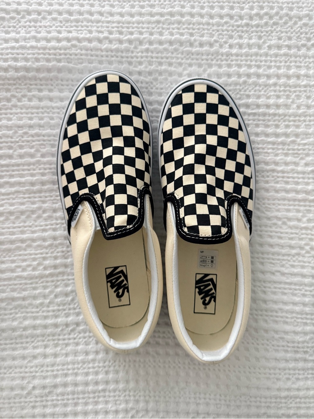 Vans Kids Checkerboard Slip-On Sneakers - Black & Cream